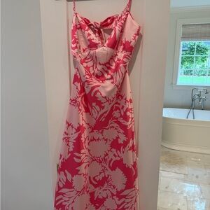 Bardot Pink and White Floral Midi Dress